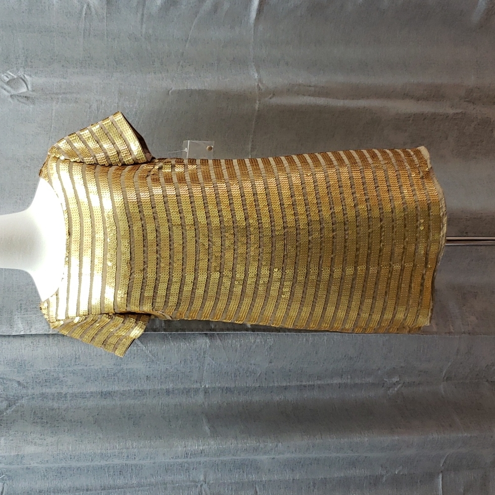 Women's Alexandra Dillon Mini Shift Dress Gold Sequins Sz. 6